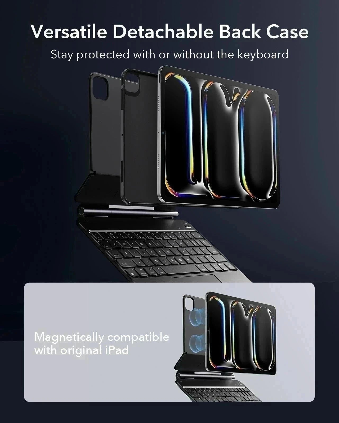 iPad Pro 11-inch (M5) Tablet Keyboard Cover wtith Find-My Stylus