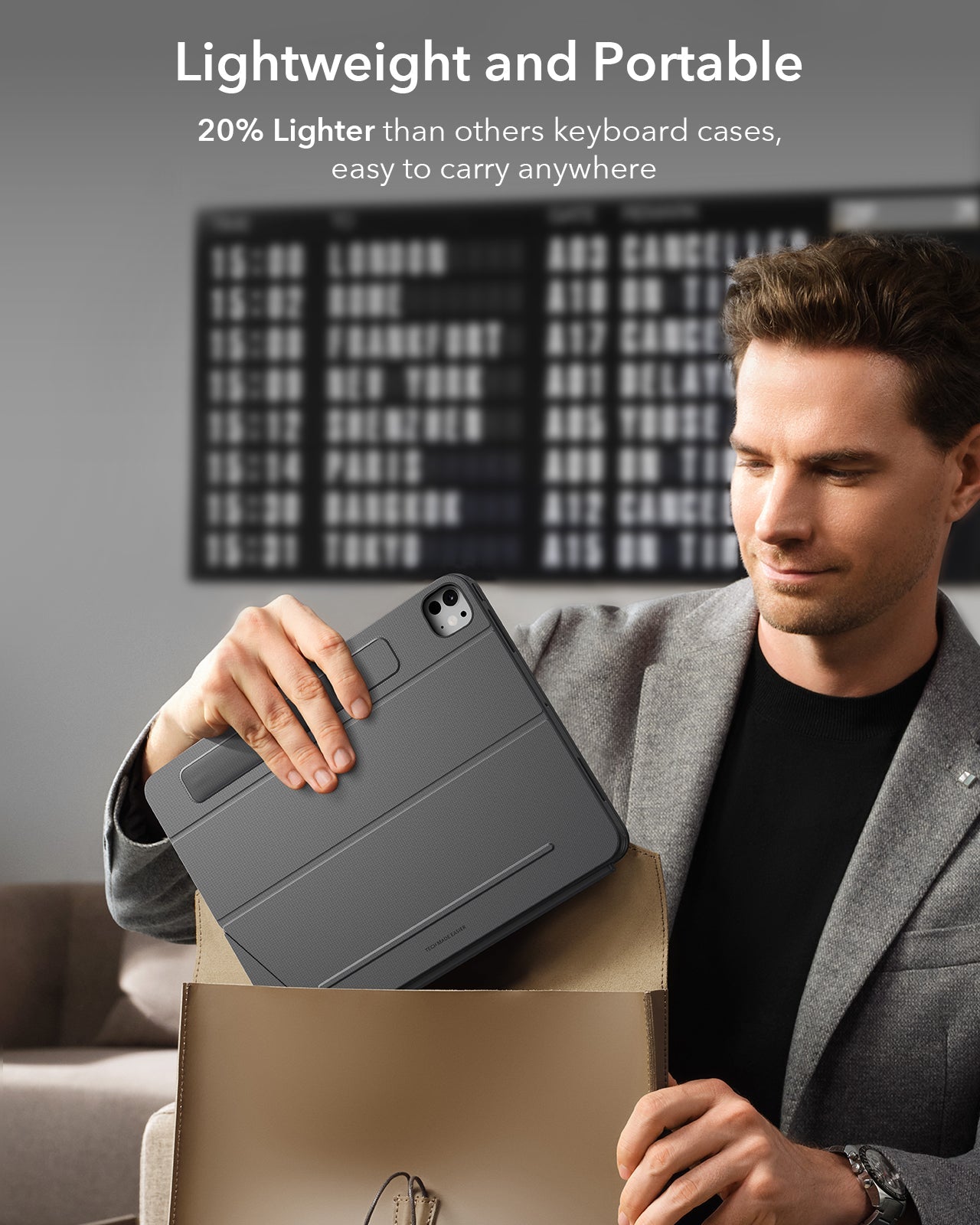 【新品未開封】ESR Shift Keyboard Case (iPad専用) Gray Bluetooth iPad Pro 13 Keyboard Case(M5) & Pencil Holder | ESR