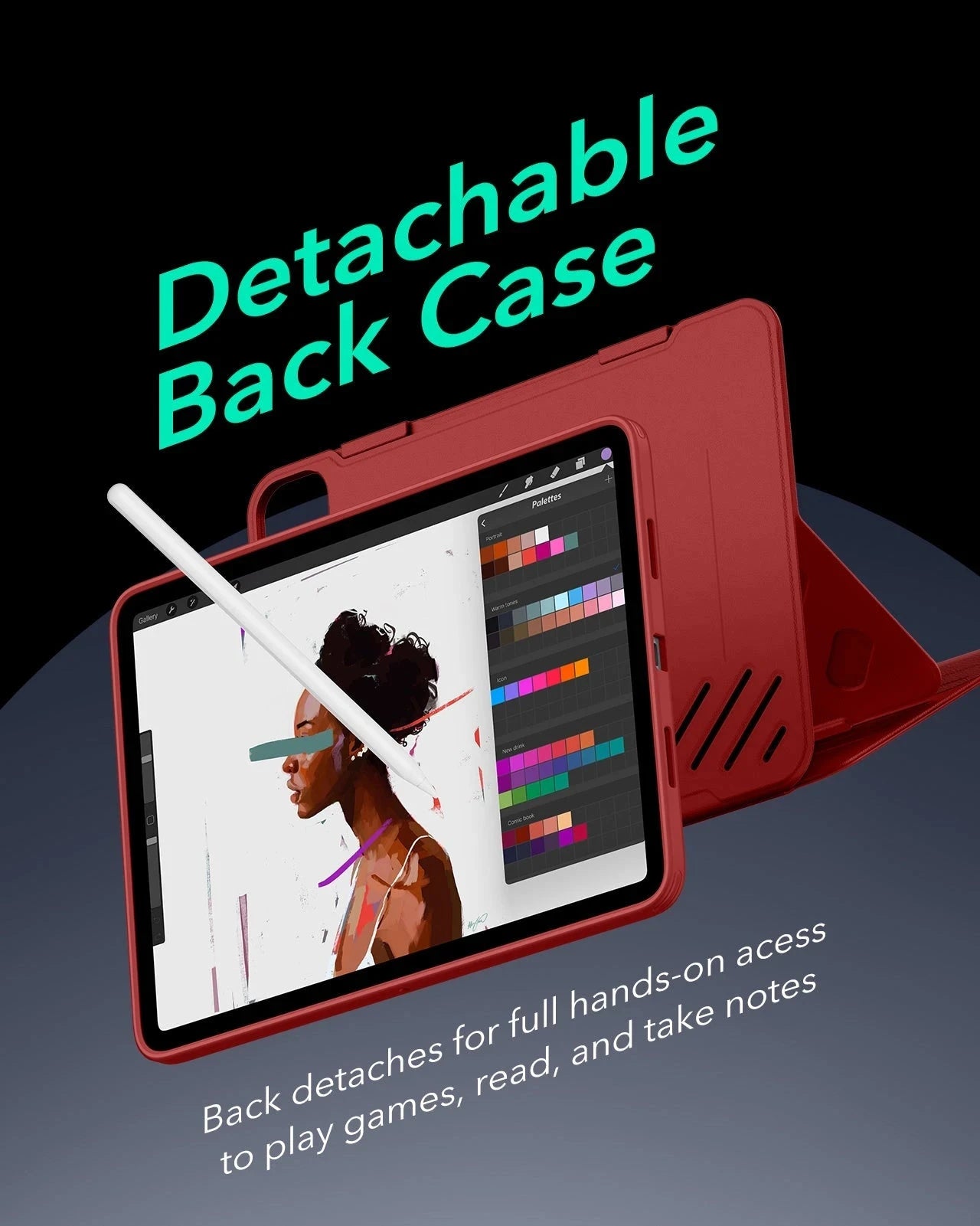 Magnetic Red iPad Pro 11 Case (M5,2025) with Pencil Holder | ESR Shift