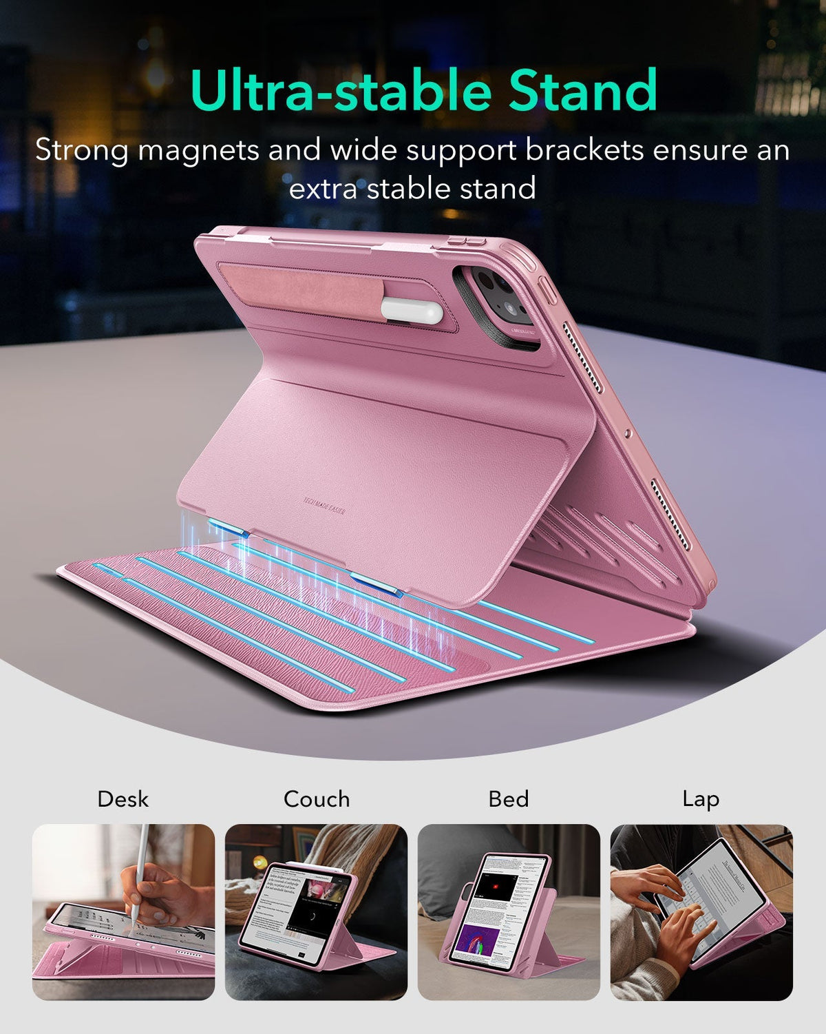 Pink Ipaf iPad Pro 11(M5) Student Bundle:Pink Case,Protectors & Pencil | ESR Shift