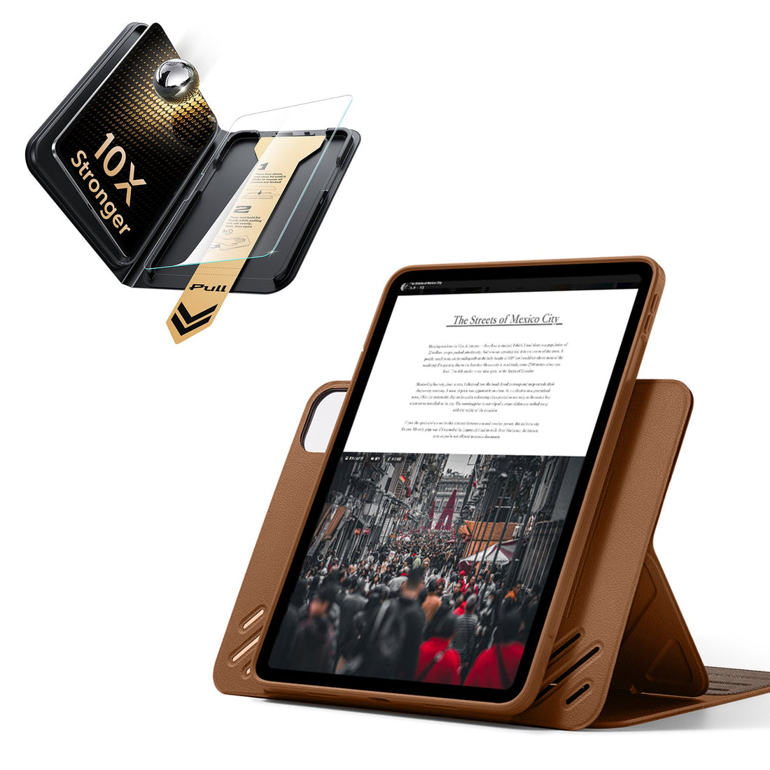 iPad Pro 11" (M5) 2025 Bundle Shift Magnetic Case & Armorite Pro Screen Protector With UltraFit Tray - Brown