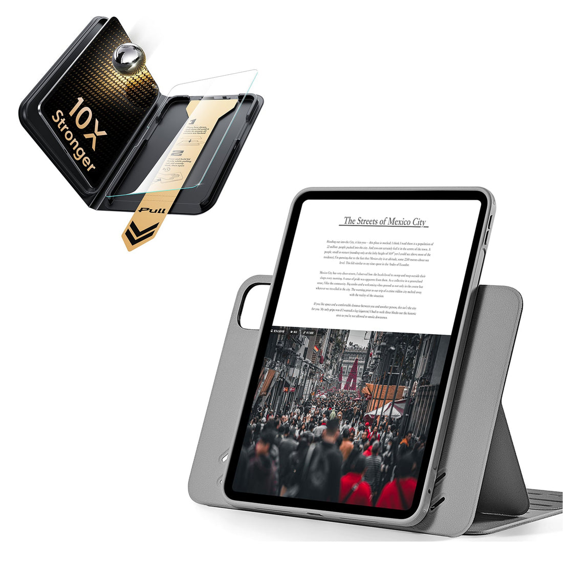 iPad Pro 11" (M5) 2025 Bundle Shift Magnetic Case & Armorite Pro Screen Protector With UltraFit Tray - Grey
