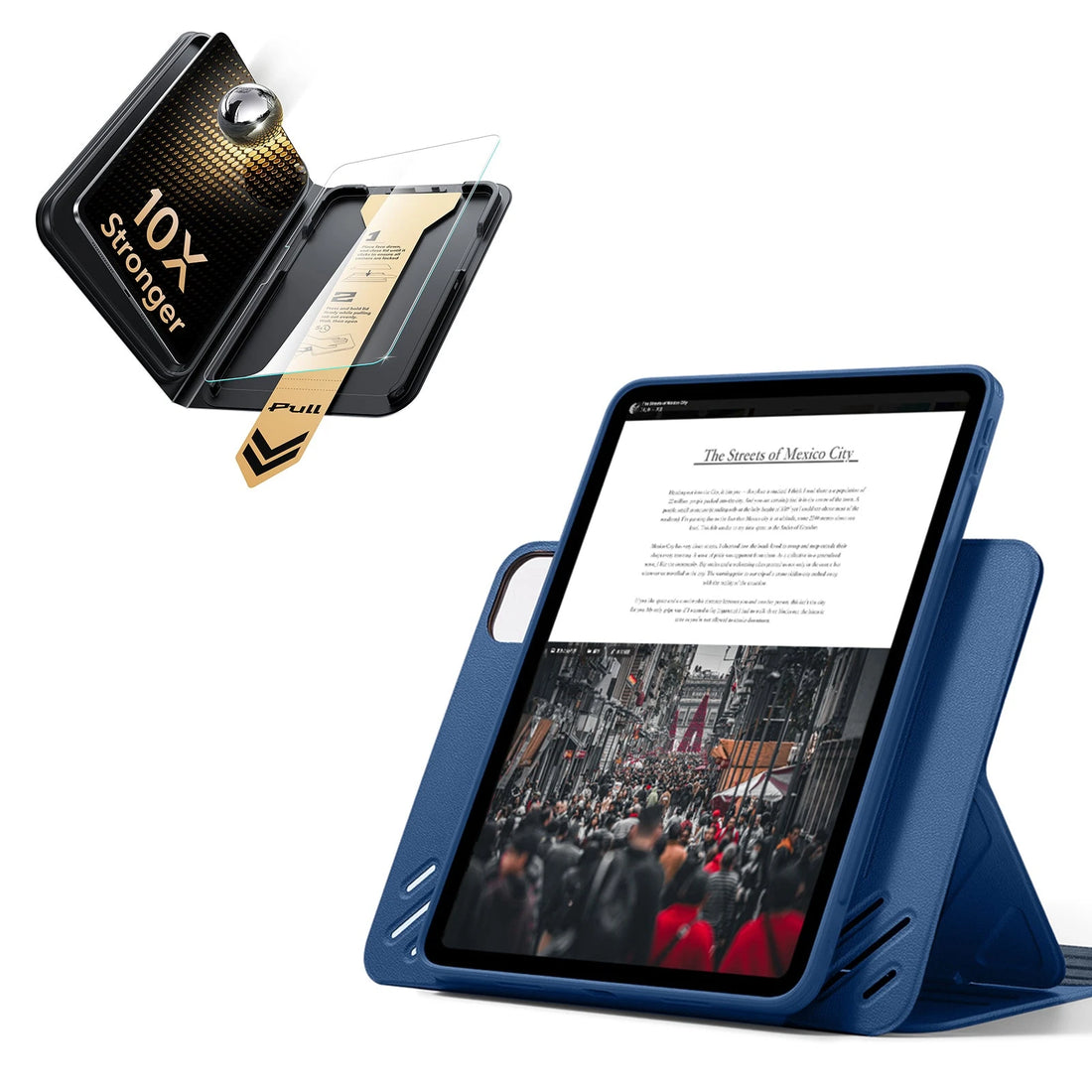 iPad Pro 11" (M5) 2025 Bundle Shift Magnetic Case & Armorite Pro Screen Protector With UltraFit Tray - Navy Blue