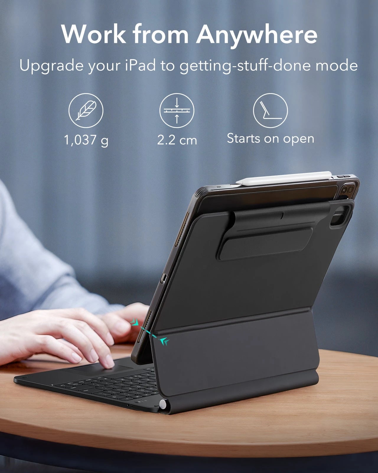 ESR Bluetoothキーボード iPad Pro 12.9用 Black Keyboard Case 360 for iPad Pro 12.9-inch (6th/5th/4th/3rd
