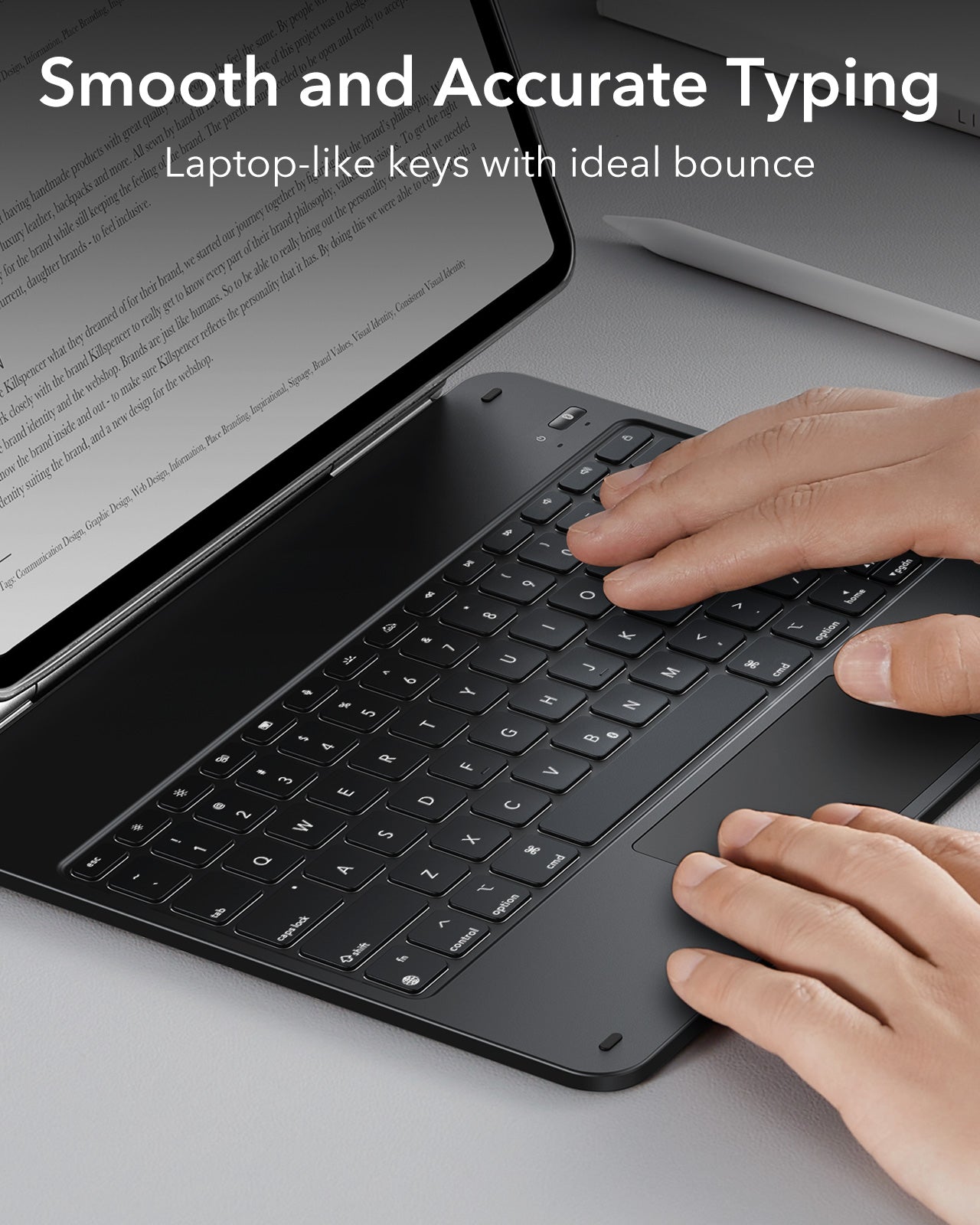 iPad Pro 12.9″ (6th/5th/4th/3rd Gen) Rebound Magnetic Keyboard Case 360 - US Layout-Black-smooth and accurate typing