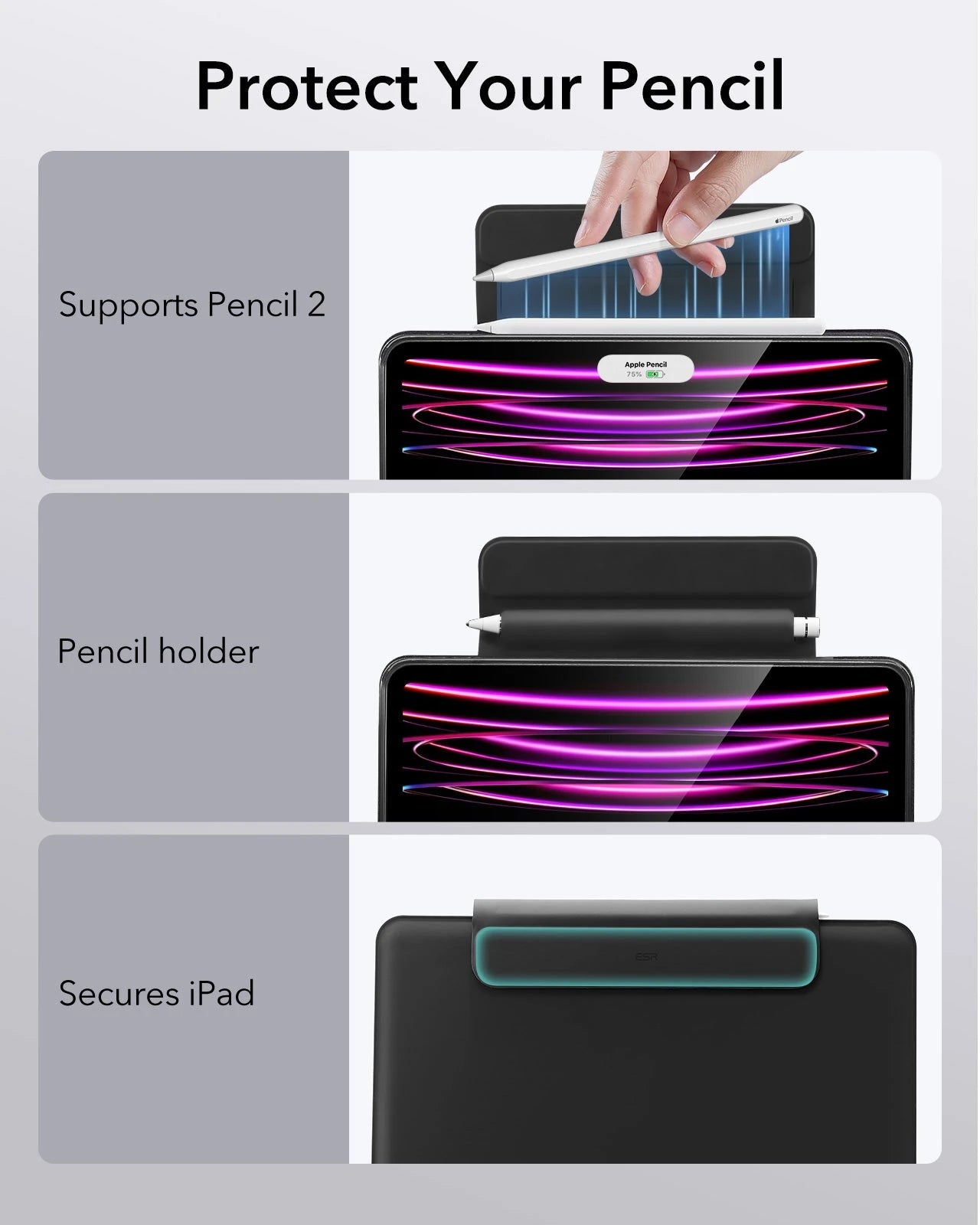 iPad Pro 12.9″ (6th/5th/4th/3rd Gen) Rebound Magnetic Keyboard Case 360 - US Layout-Black-protect your pencil