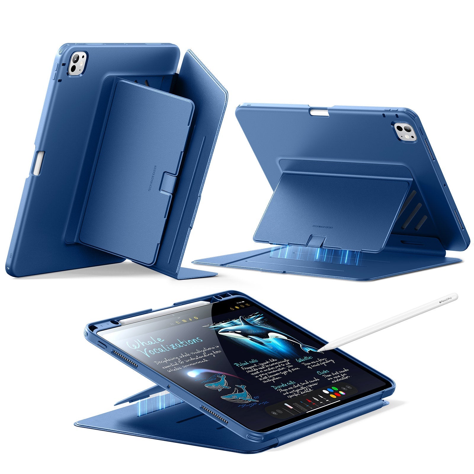 iPad Pro 13" (2024) Flip Magnetic Case with Pencil Holder - Navy Blue ESR ESR