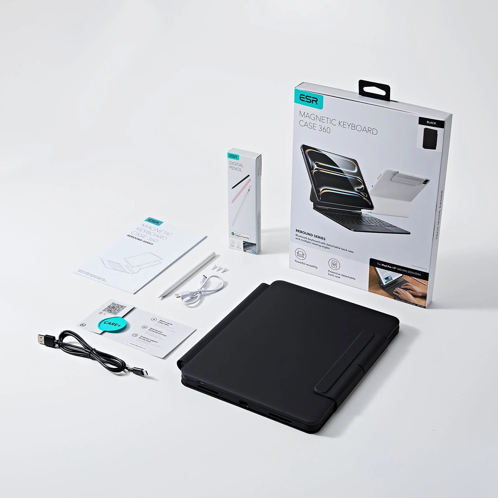 iPad Pro 13ʺ (2024) Rebound Magnetic Keyboard Case 360 Pencil Bundle - US Layout-Black ESR ESR