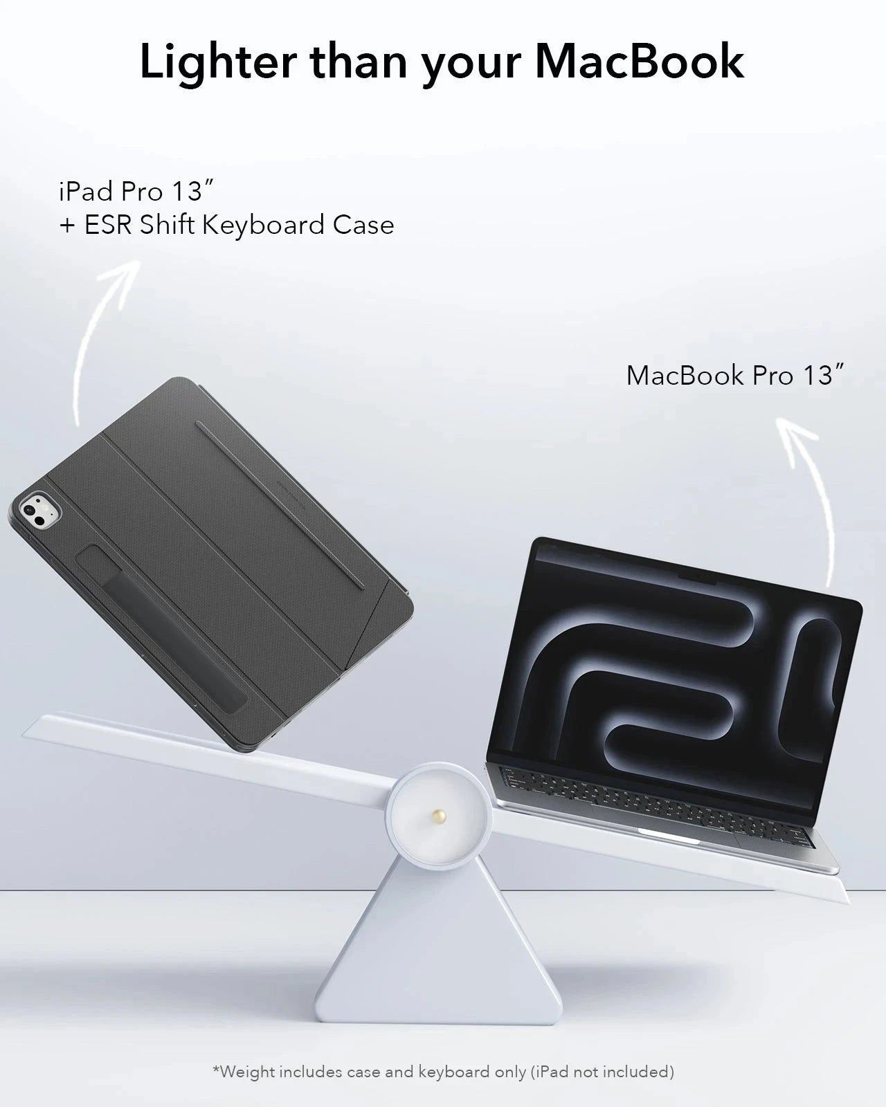 esr gear ipad case Gray Bluetooth iPad Pro 13 Keyboard Case(M5) & Pencil Holder