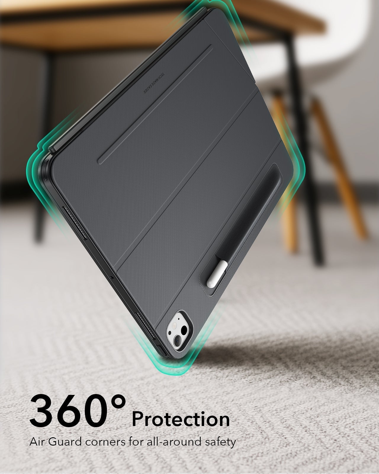 Gray Bluetooth iPad Pro 13 Keyboard Case(M5) & Pencil Holder | ESR