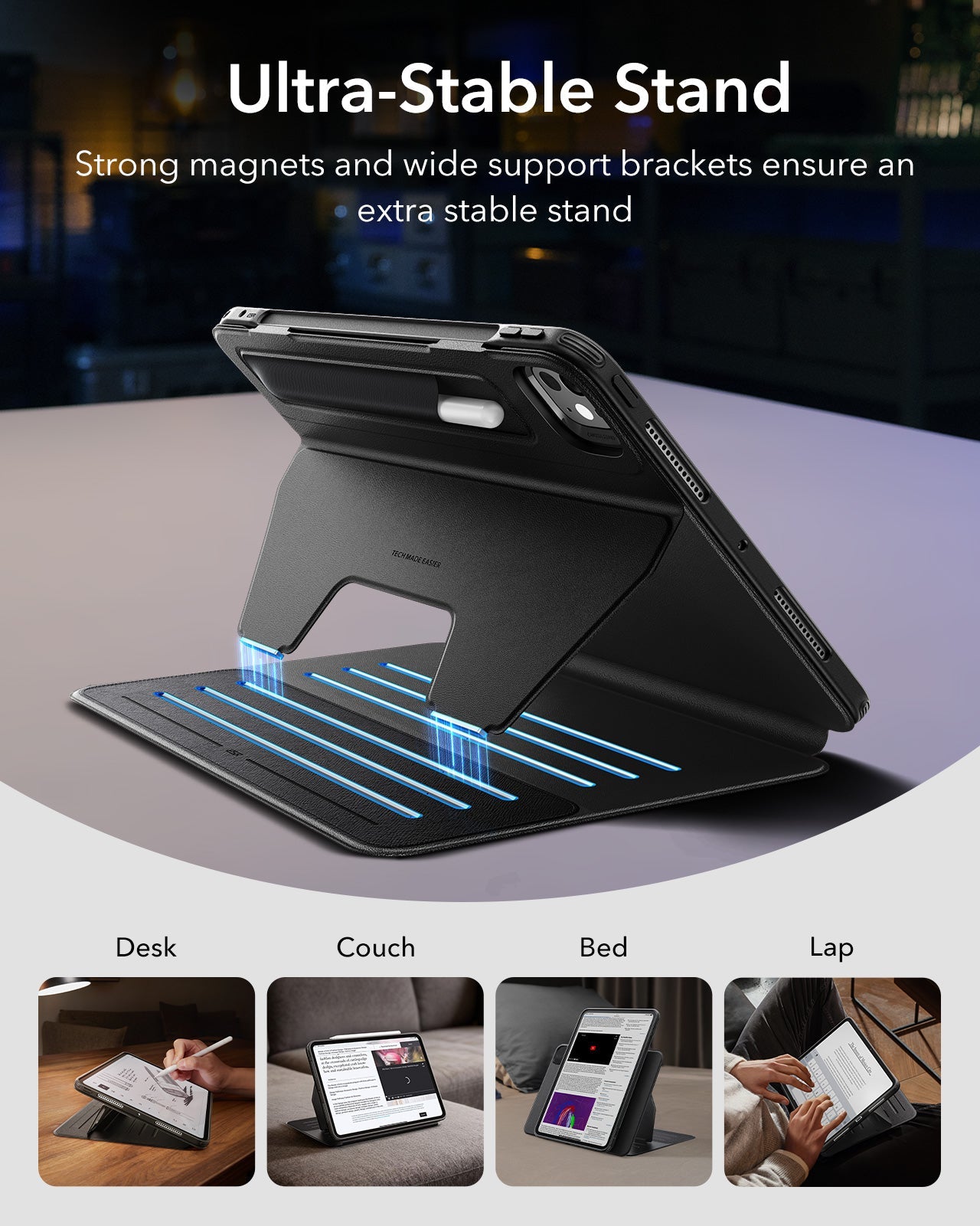 Black Shift iPad Pro 13 Case (M4) with Stand and Pencil Holder - ESR