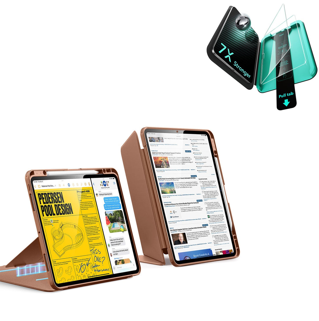 iPad Pro 13" (2025) Bundle Flip Magnetic Case with Pencil Holder & Armorite® Protection - Brown