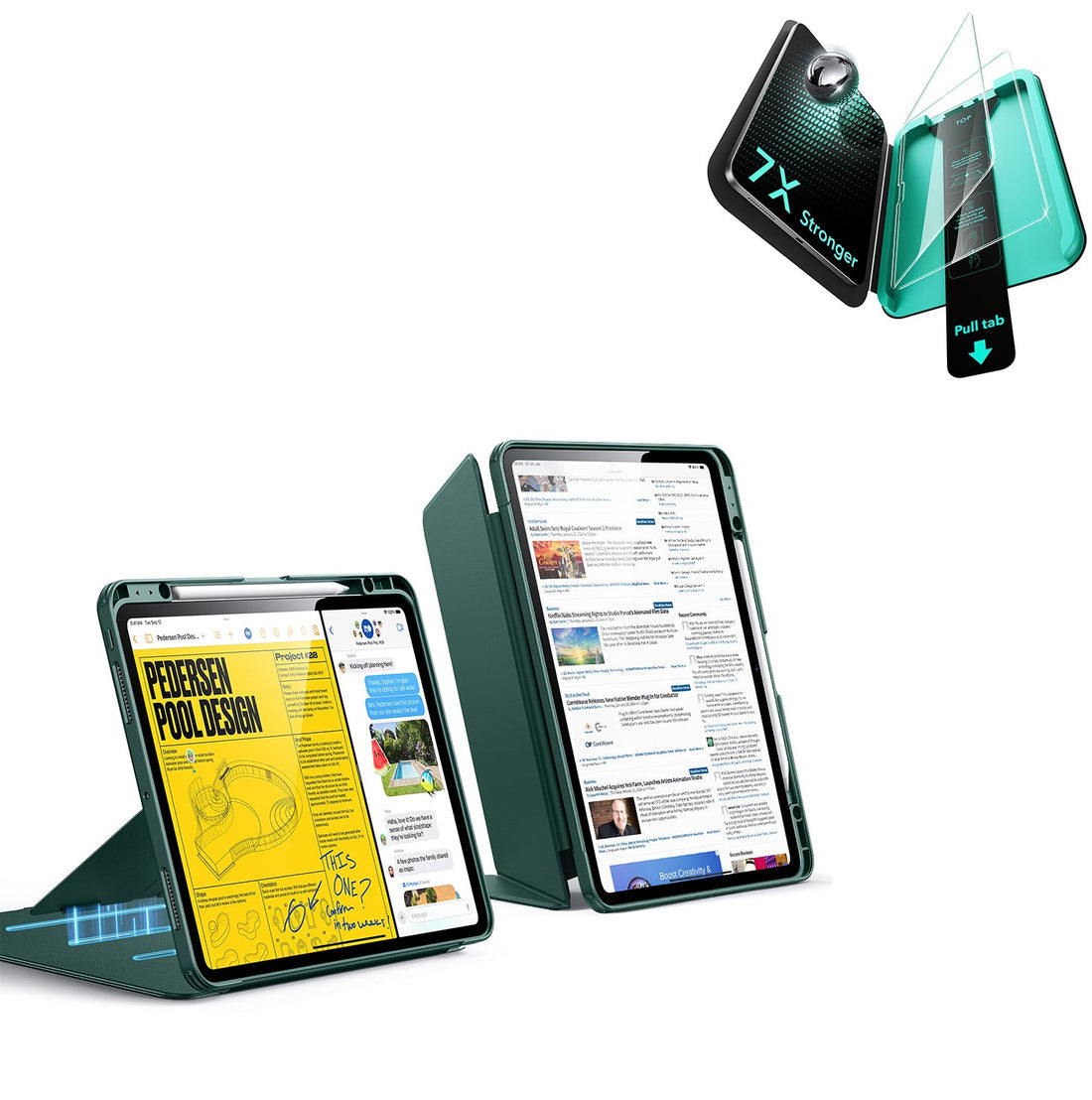 iPad Pro 13" (2025) Bundle Flip Magnetic Case with Pencil Holder & Armorite® Protection - Green