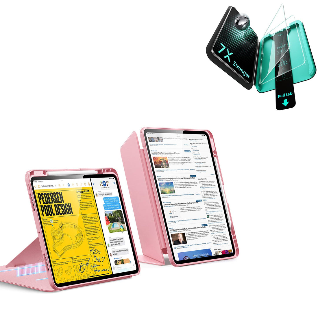 iPad Pro 13" (2025) Bundle Flip Magnetic Case with Pencil Holder & Armorite® Protection - Pink