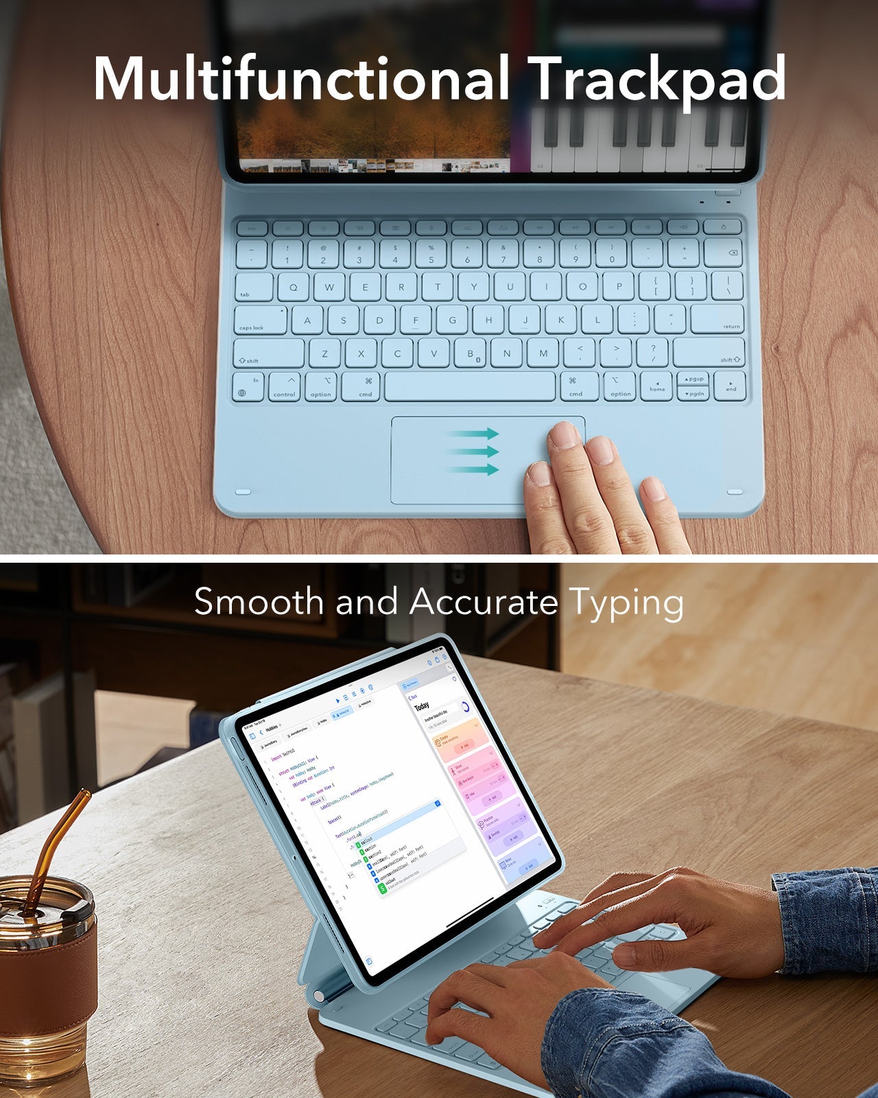 ipad_pro_13_inch_magnetic_keyboard_case_360_with_blue_case-Multifunctional trackpad