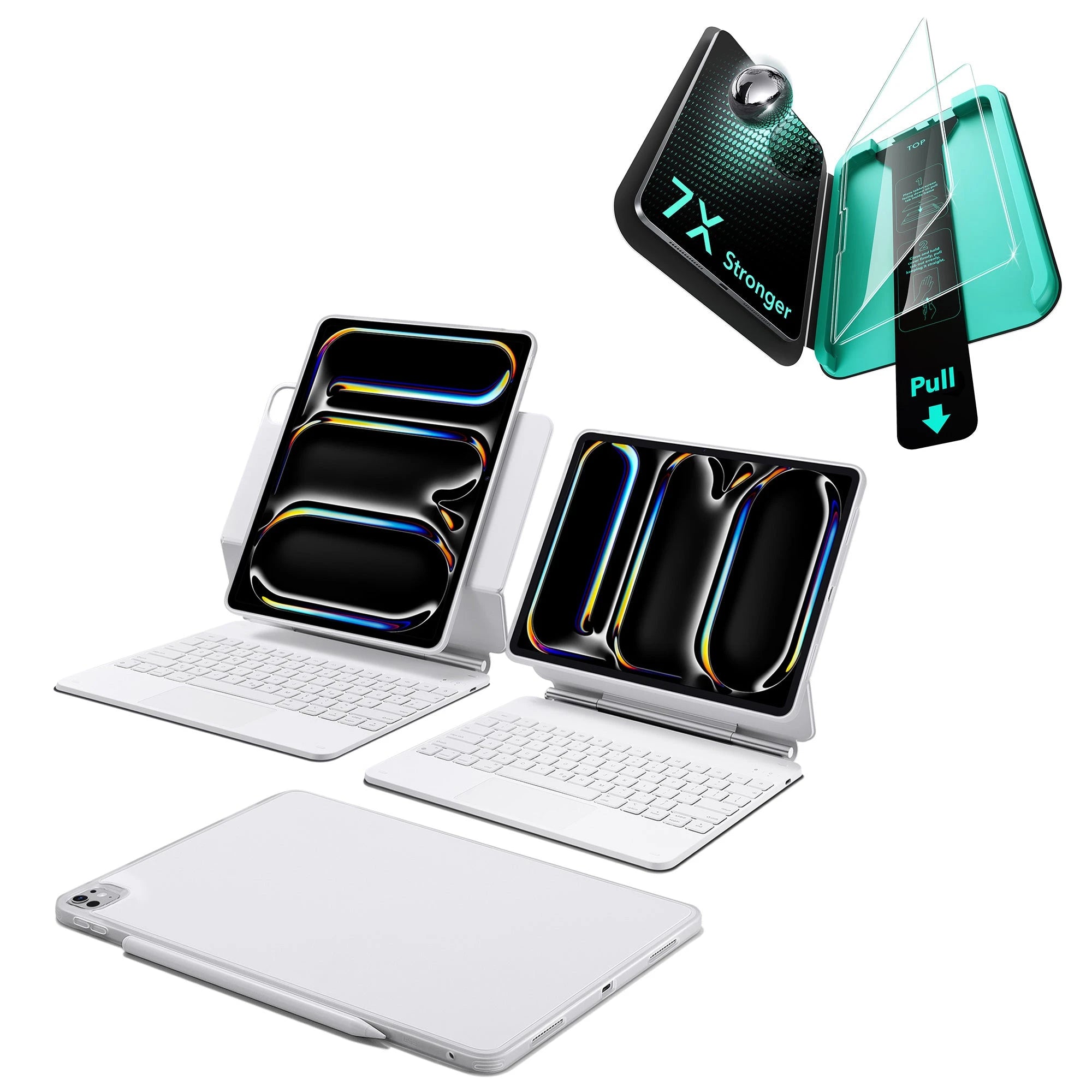 iPad Pro 13ʺ (2025) Bundle Rebound Magnetic Keyboard Case 360 & Armorite Screen Protectors  - US Layout-White ESR ESR