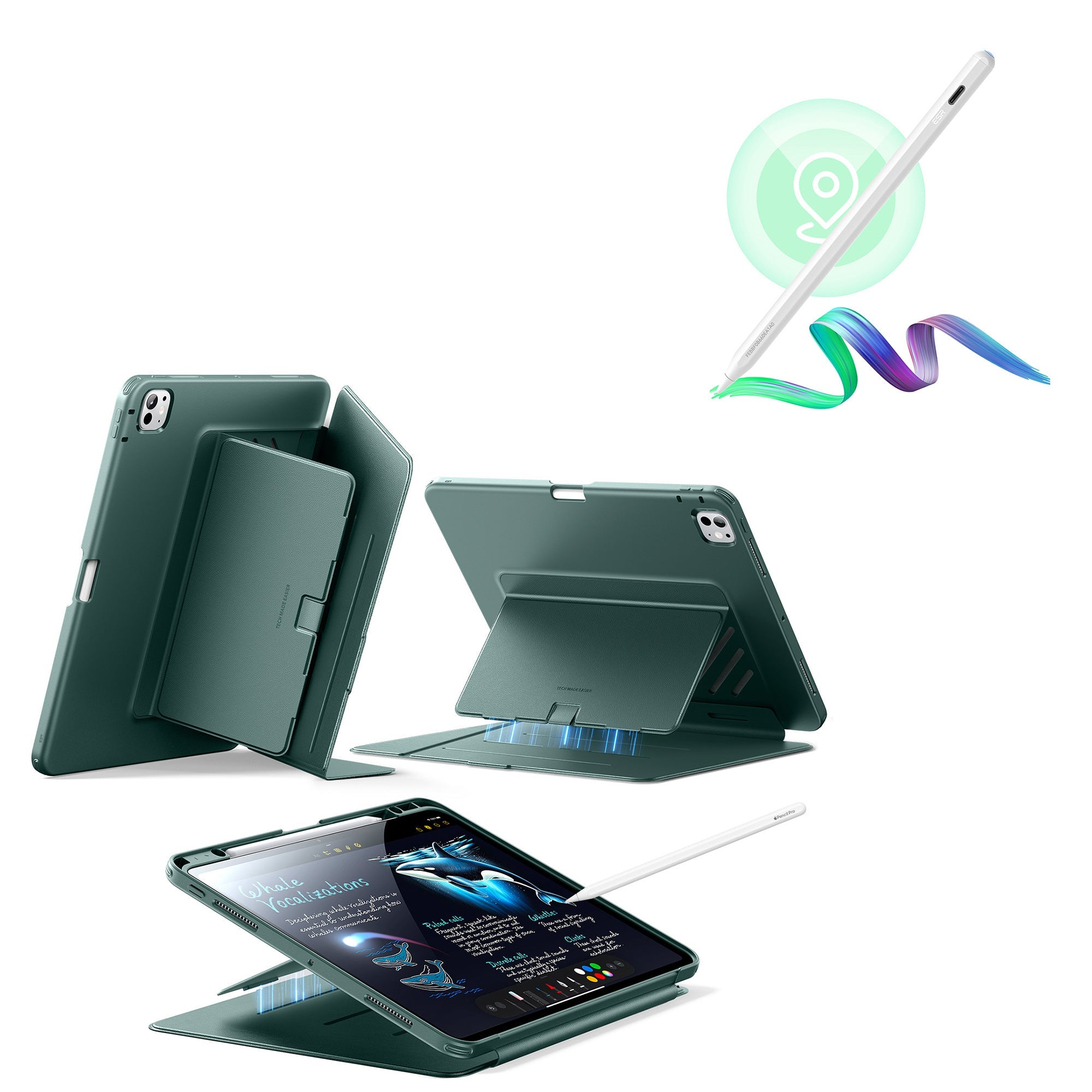 iPad Pro 13″ (2025) Flip Magnetic Case with Pencil Bundle - Green ESR ESR