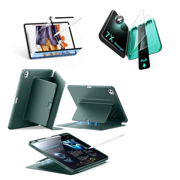 Green iPad Pro 13 Vertical Stand Case & Screen Protection(M5)|ESR Flip