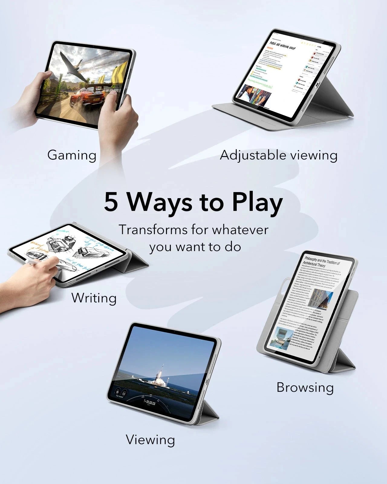 iPad Pro 13ʺ (2025) Rebound Hybrid Case 360 - Grey ESR ESR