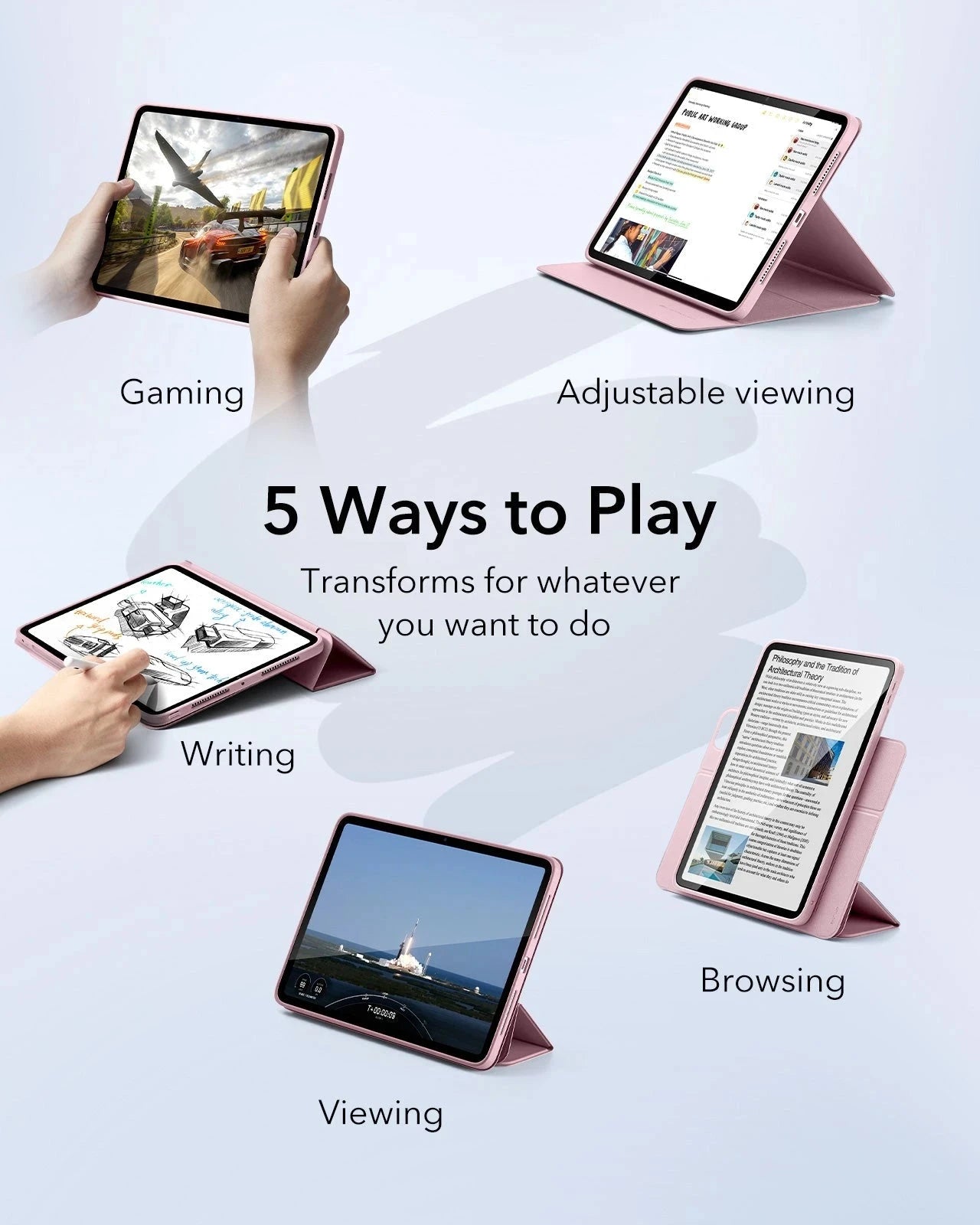 iPad Pro 13ʺ (2025) Rebound Hybrid Case 360 - Pink ESR ESR