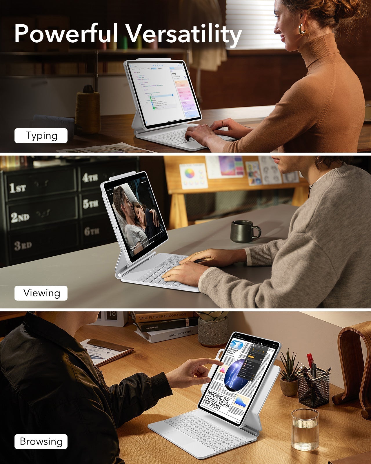 iPad Pro 13" (2025) Rebound Magnetische Tastatur Hülle 360 - DE Layout-Weiß ESR ESR