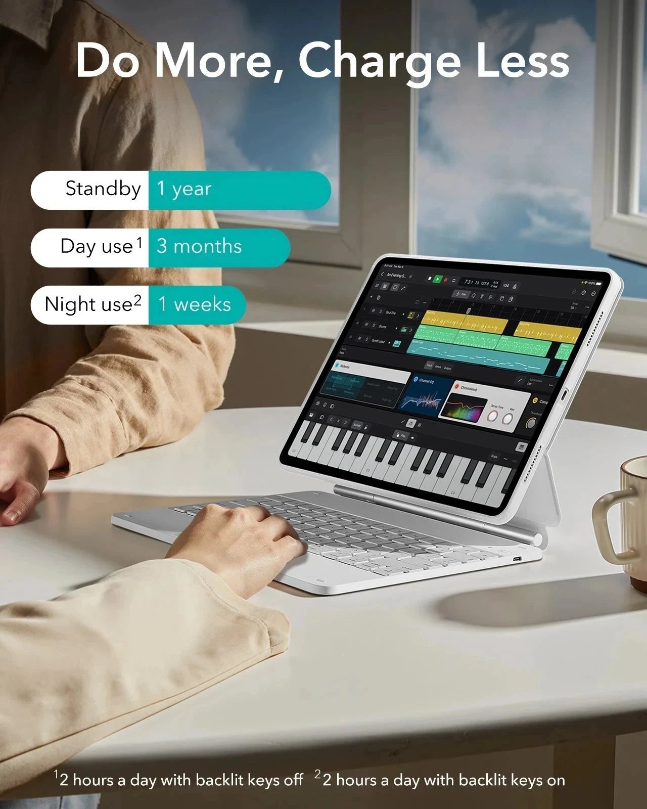 iPad Pro 13" (2025) Rebound Magnetische Tastatur Hülle 360 - DE Layout-Weiß ESR ESR