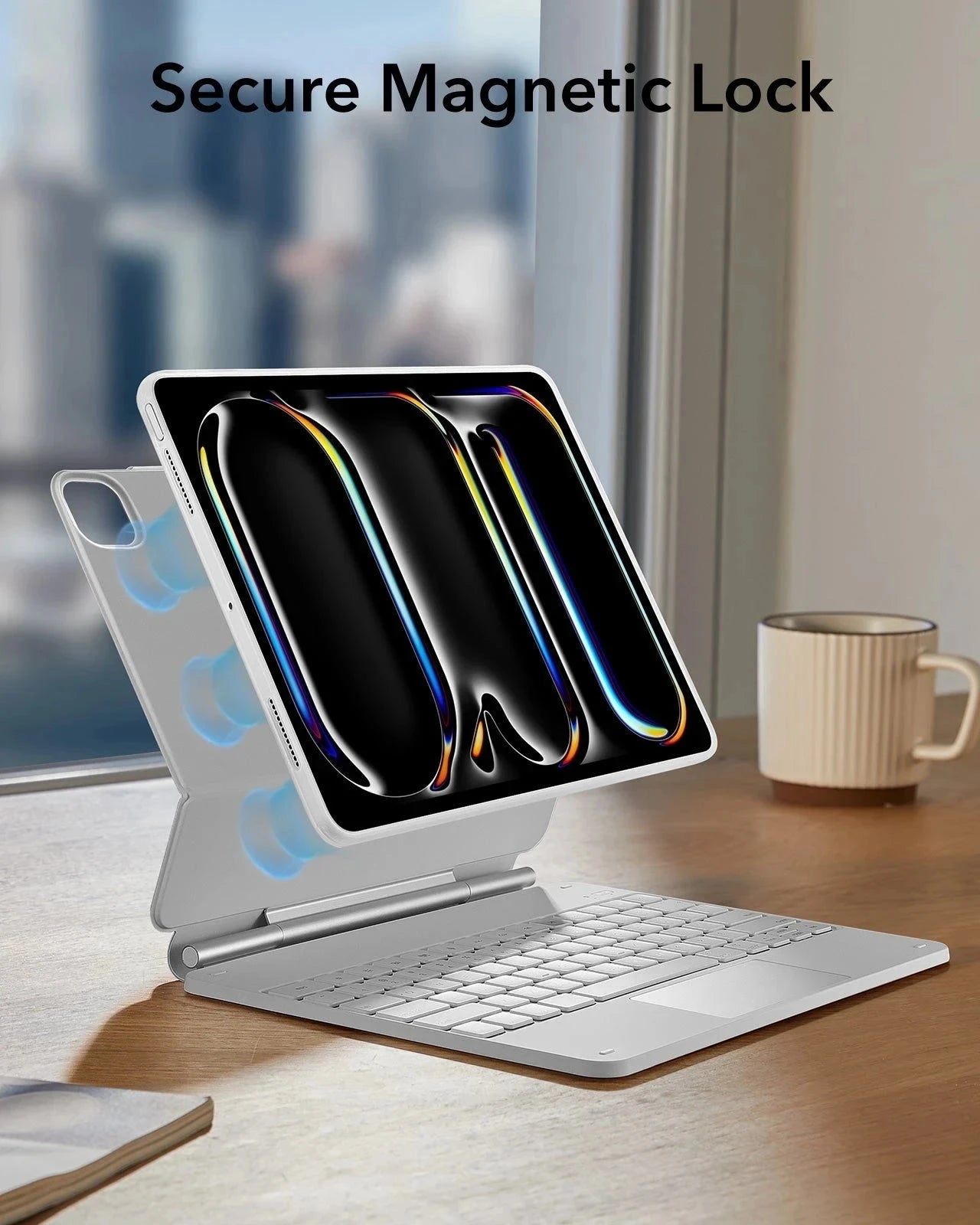 White Folio iPad Keyboard Case with Find-My Pen for iPad Pro 13(M5