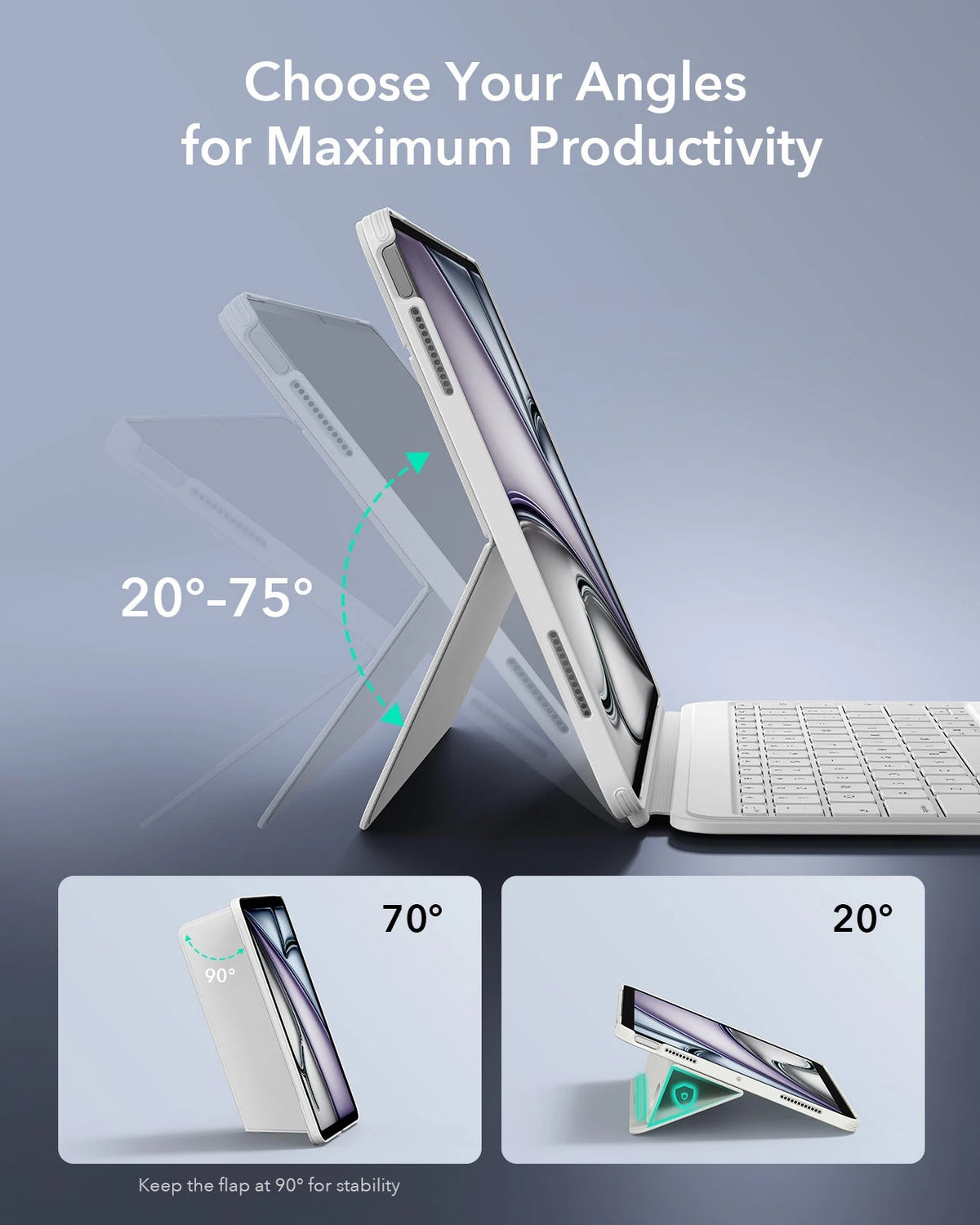 iPad Pro 13" (M4) 2024 Shift Keyboard Case (Detachable) - US Layout - White ESR ESR