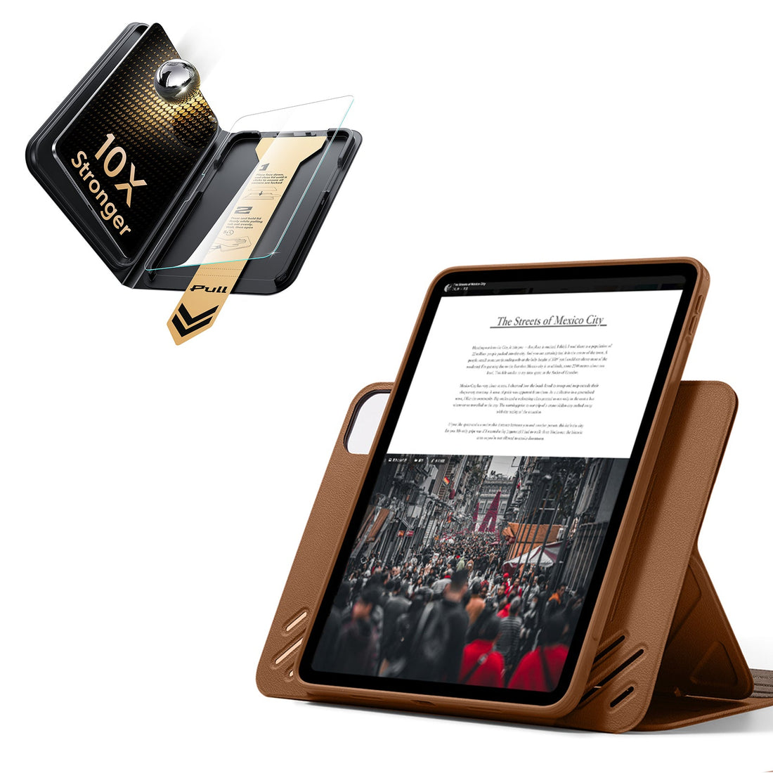 iPad Pro 13" (M5) 2025 Bundle Shift Magnetic Case & Armorite Pro Screen Protector With UltraFit Tray - Brown