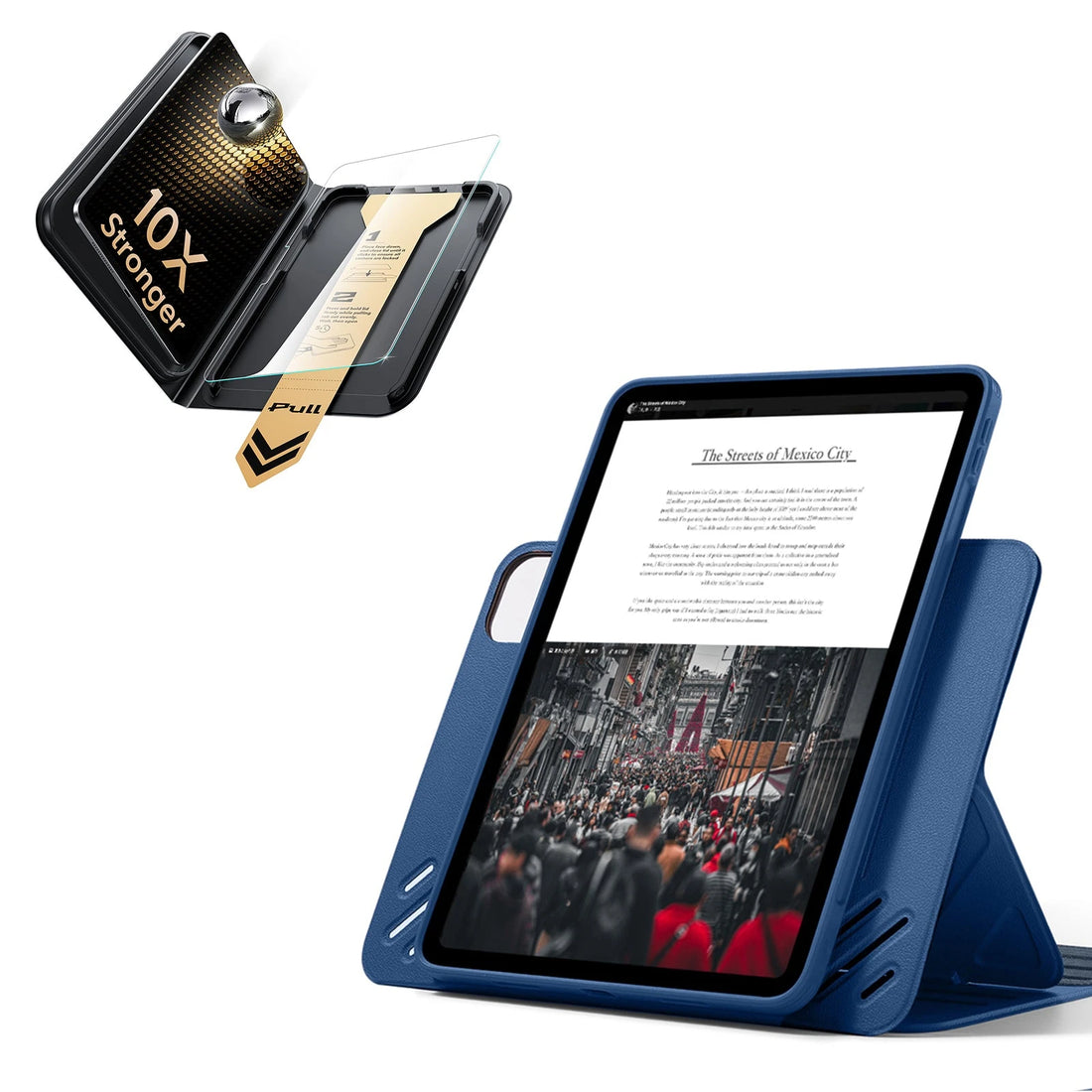 iPad Pro 13" (M5) 2025 Bundle Shift Magnetic Case & Armorite Pro Screen Protector With UltraFit Tray - Navy Blue