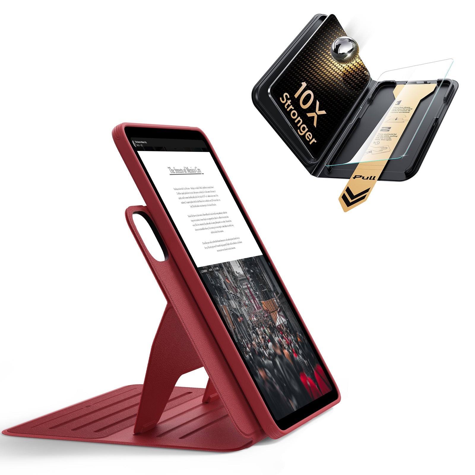 iPad Pro 13" (M5) 2025 Bundle Shift Magnetic Case & Armorite Pro Screen Protector With UltraFit Tray - Red