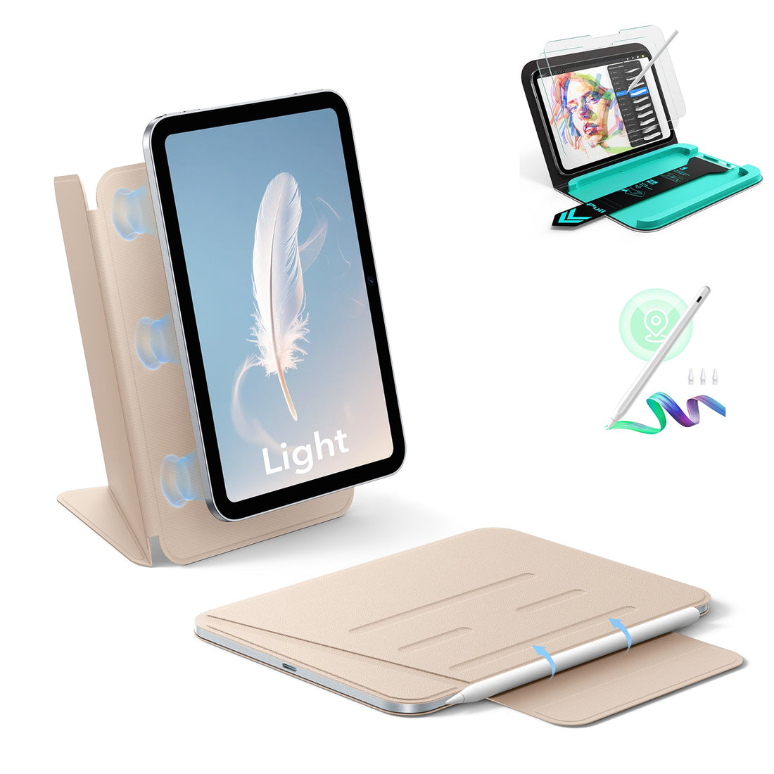 iPad mini (A20 Pro) AirStance Magnetic Creator Bundle - Sand ESR ESR