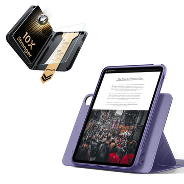 iPad 11" (A16) 2025 Bundle Shift Magnetic Case & Armorite® Pro Screen Protector With UltraFit Tray - Purple