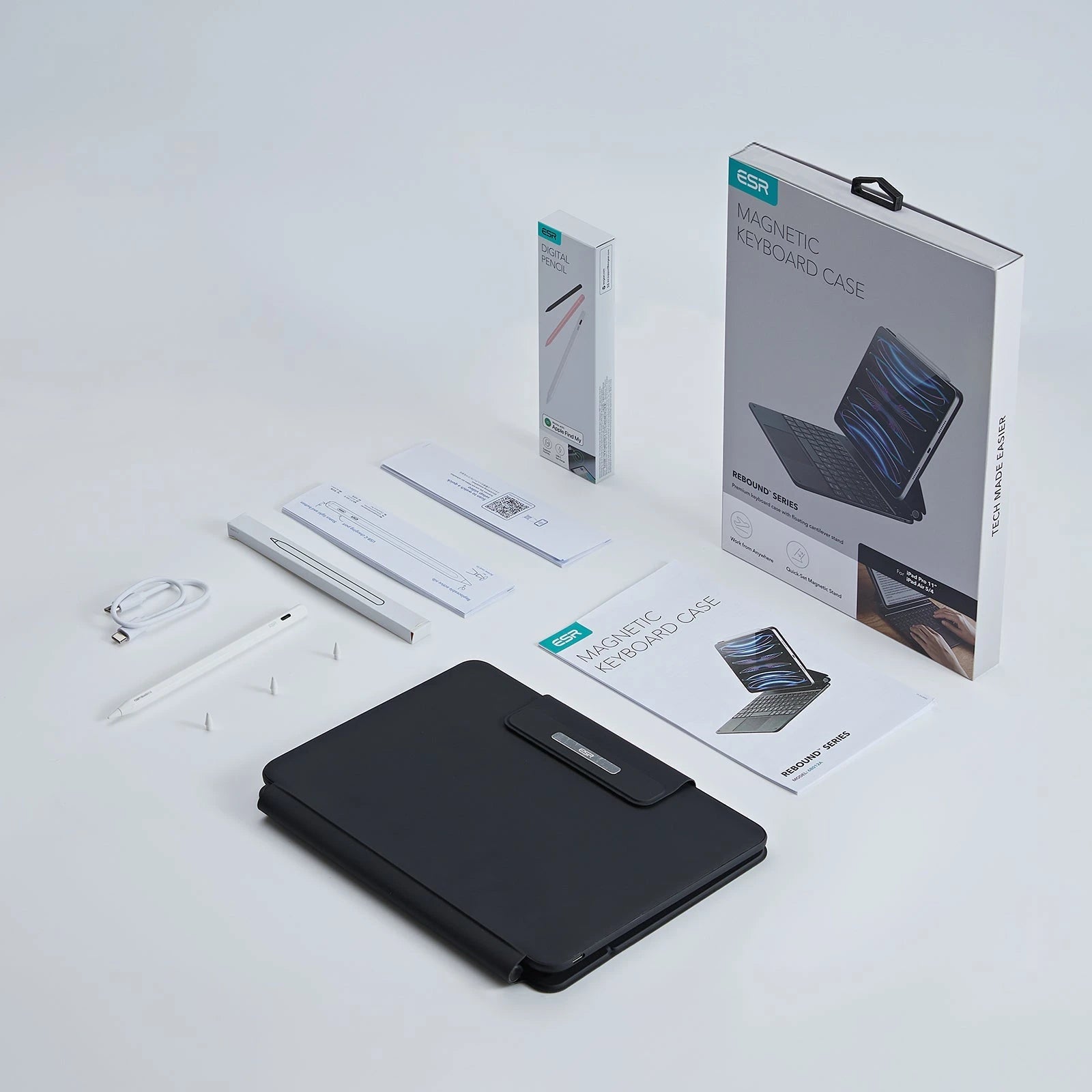 iPad 11th (A16,2025) Rebound Magnetic Keyboard Case and Pencil Bundle-UK Layout-Black ESR ESR
