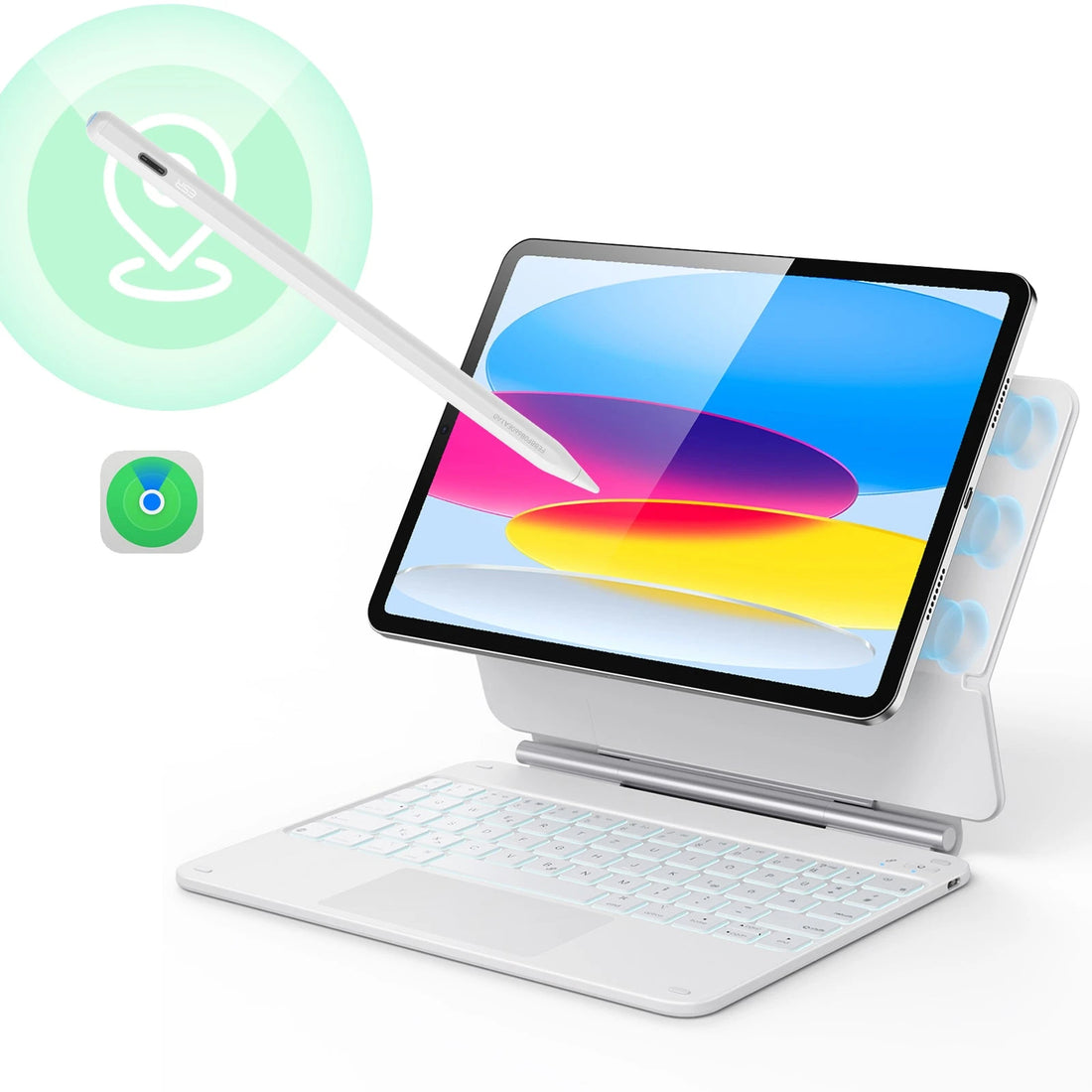 iPad 11th (A16,2025) Rebound Magnetic Keyboard Case and Pencil Bundle-US Layout-White ESR ESR