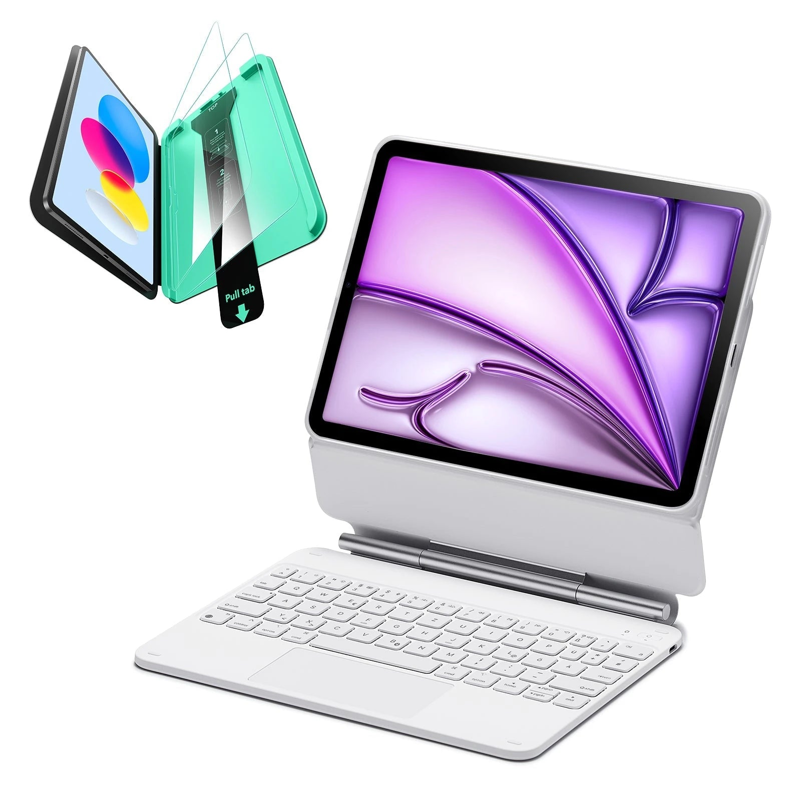 iPad Air 13“ (2025) Rebound Magnetische Tastaturhülle 360 Schutz Bündel - DE Layout -Weiß ESR ESR