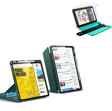 iPad Air 13" (M4) 2026 Bundle Flip Magnetic Case with Pencil Holder & Armorite® Paper-Feel Protection - Green