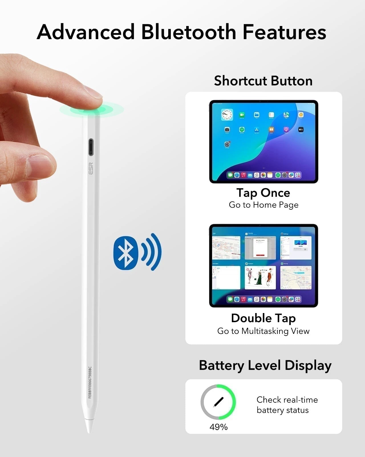 iPad Air 13“ (2025) Rebound Magnetische Tastatur Hülle 360 Pencil Bündel-DE Layout-Weiß ESR ESR