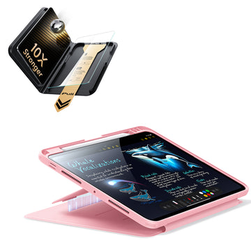 iPad Pro 11" (M5) 2025 Bundle Flip Magnetic Case (Pencil Holder) & Armorite Pro Screen Protector With UltraFit Tray - Pink