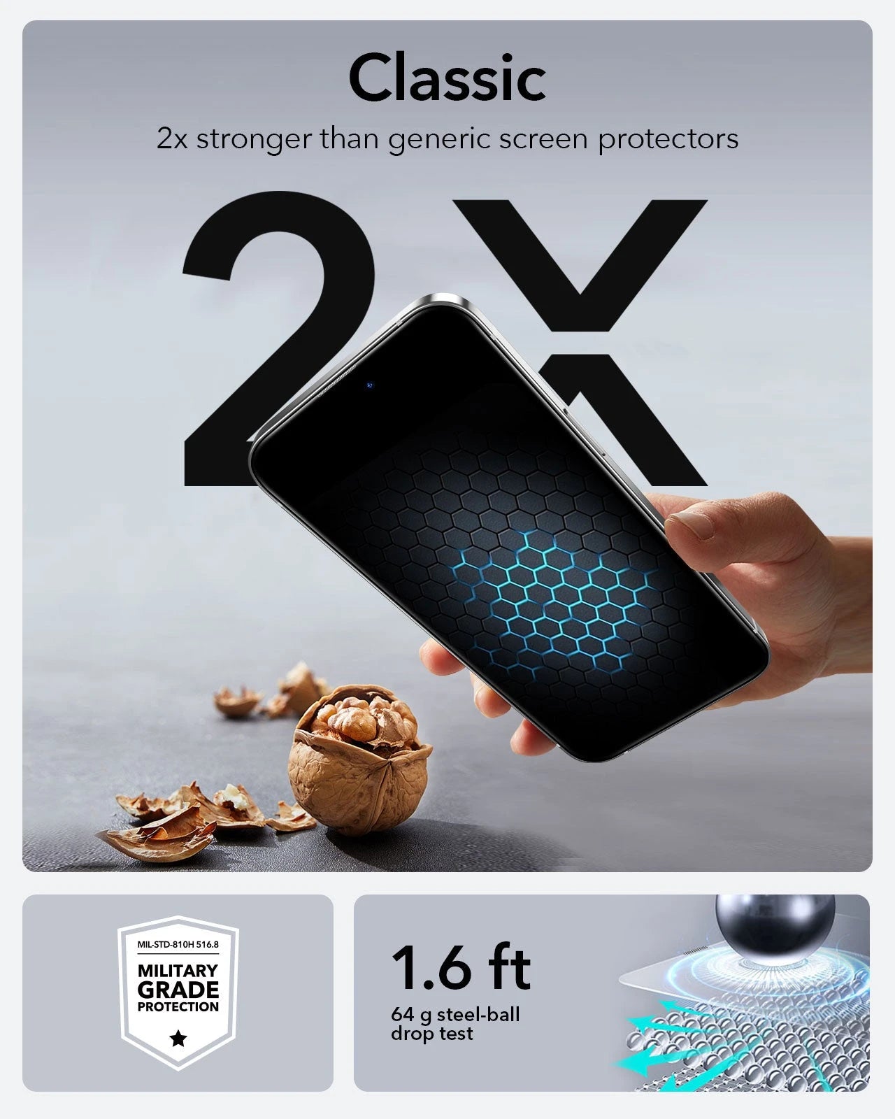 ESR iPhone 14 Pro Tempered Glass Screen Protector military grade protection