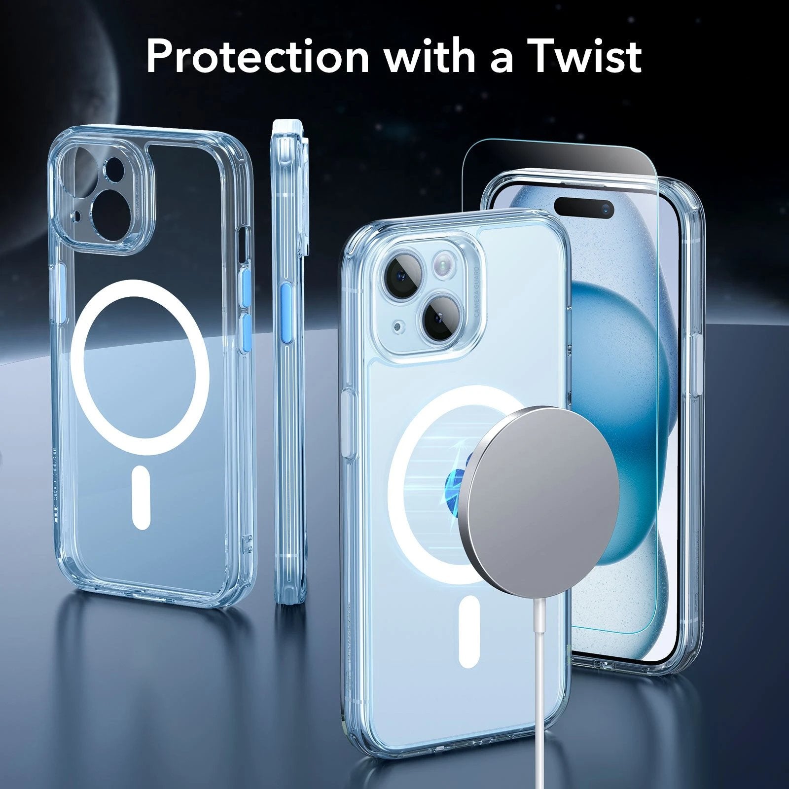 iPhone 15 Classic Pro Case (HaloLock) Set - Clear Blue ESR ESR