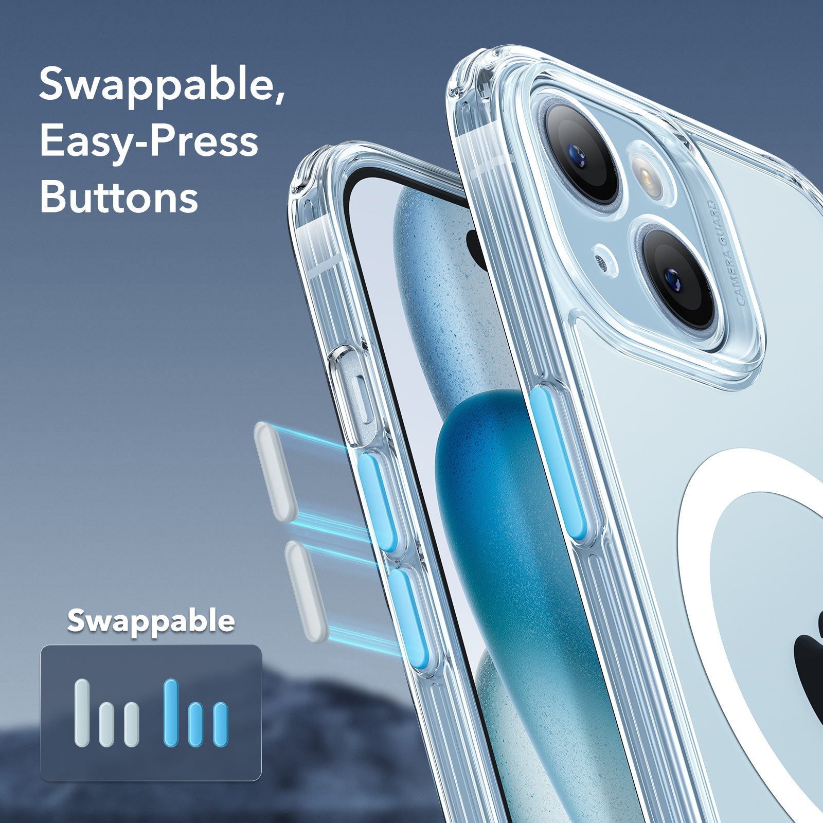 iPhone 15 Classic Pro Case (HaloLock) Set - Clear Blue ESR ESR