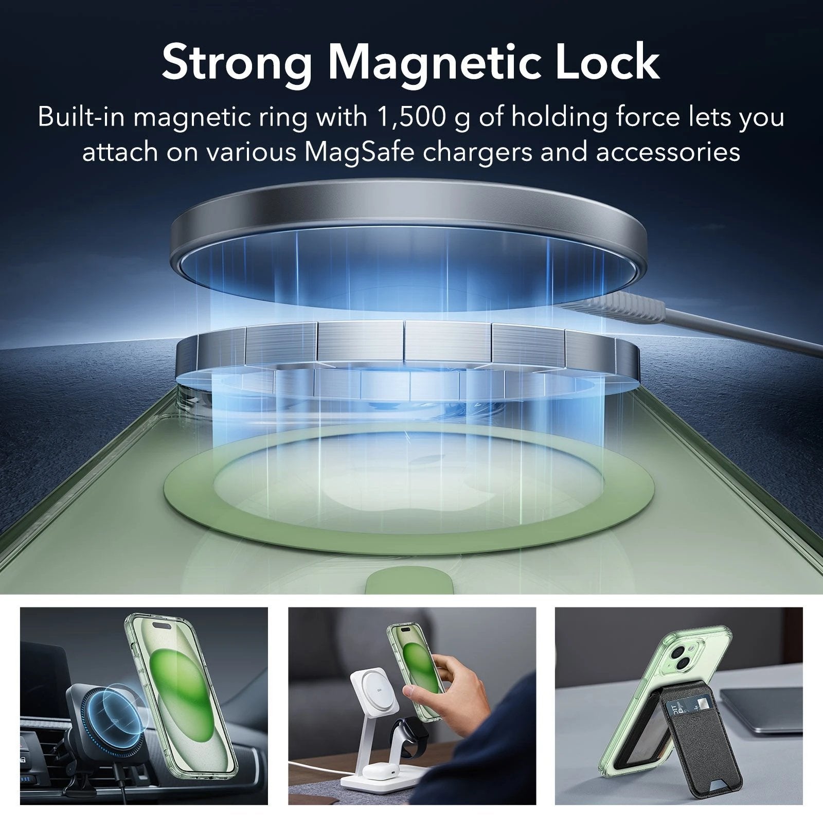 iPhone 15 Classic Pro Case (HaloLock) Set - Clear Green ESR ESR