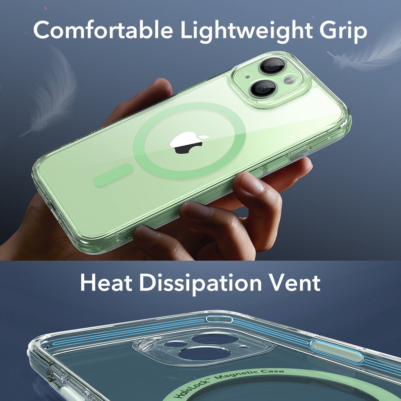 Clear Green iPhone 15 Classic Pro MagSafe Clear Case Set | ESR