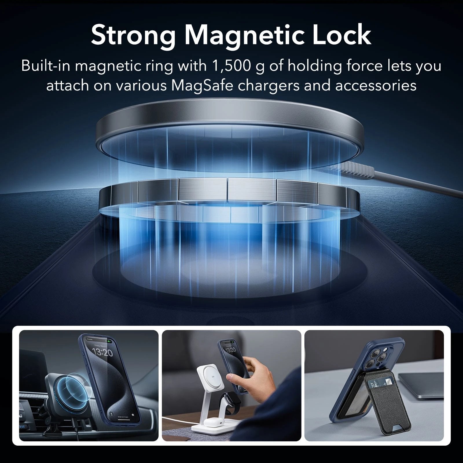 iPhone 15 Pro Classic Pro Case (HaloLock) Set - Frosted Dark Blue ESR ESR