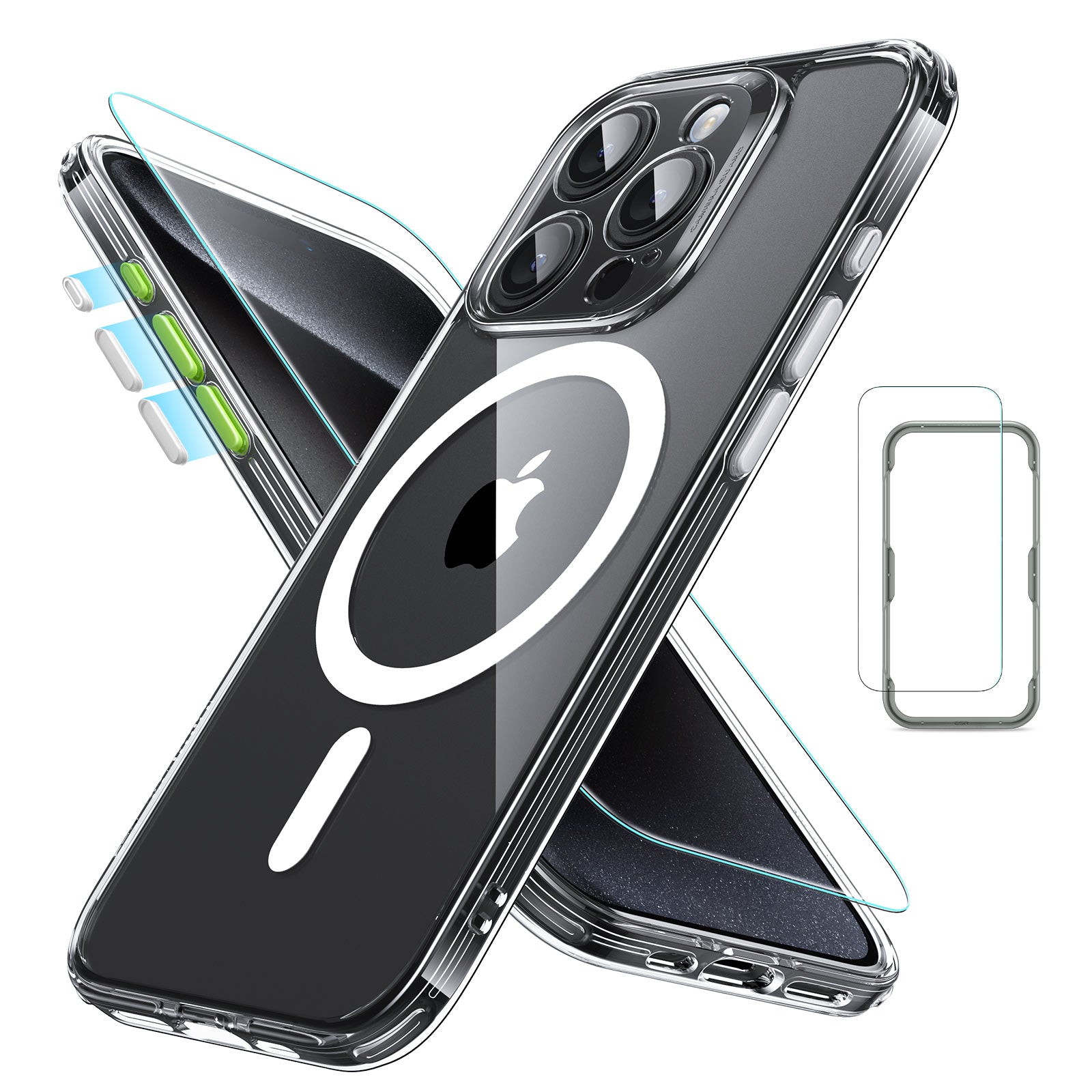 iPhone 15 Pro Max Classic Pro Case (HaloLock) Set - Clear - ESR