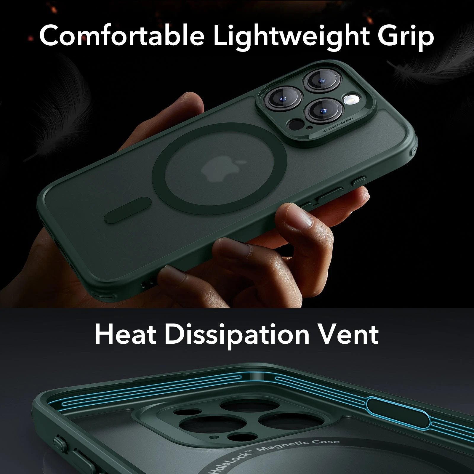 iPhone 15 Pro Max Classic Pro Case (HaloLock) Set - Frosted Dark Green ESR ESR