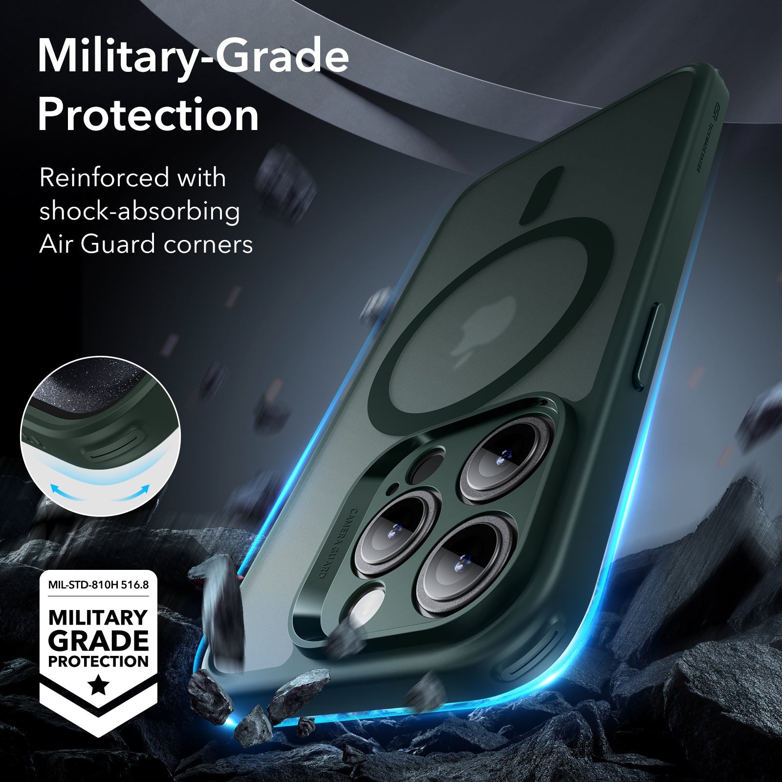 iPhone 15 Pro Max Classic Pro Case (HaloLock) Set - Frosted Dark Green ESR ESR