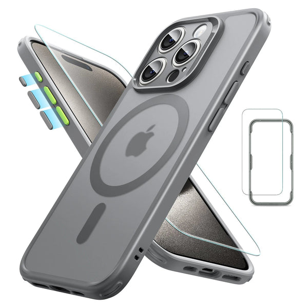 iPhone 15 Pro Max Classic Pro Case (HaloLock) Set - Frosted Grey - ESR
