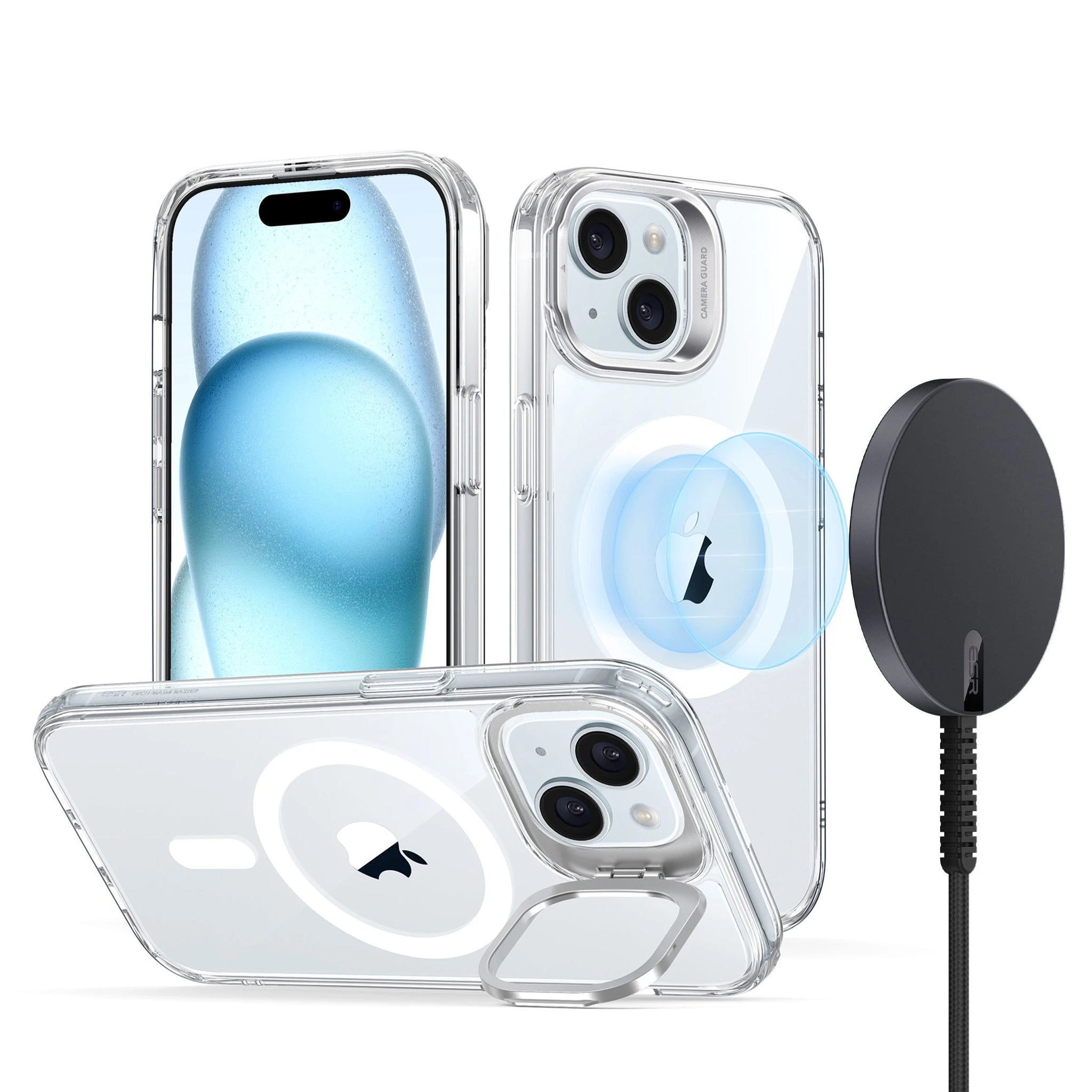 Clear Magsafe Phone case and Qi2 wireless charger for iPhone 15